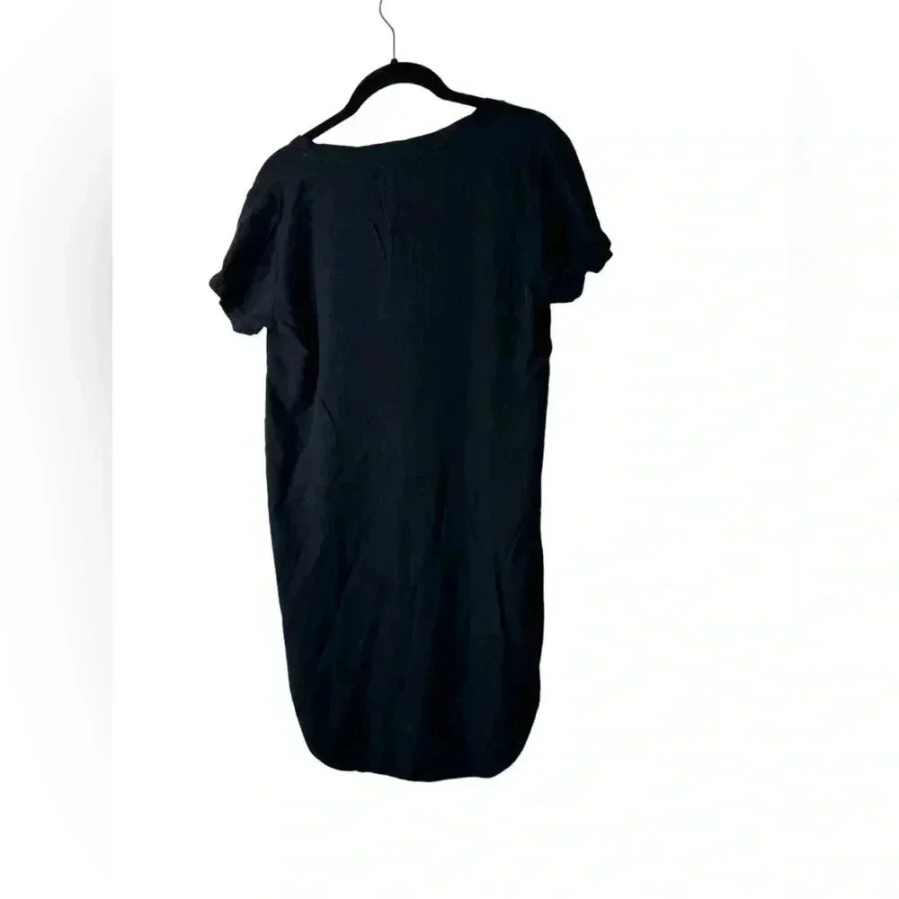 Anthropologie Cloth & Stone Vneck T-shirt Dress Hi Low Size M Black Goth Emo - Picture 5 of 11